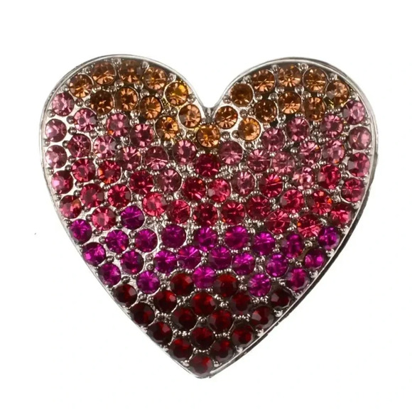 Ombre Heart Crystal Brooch - Picture 2 of 3